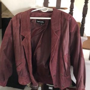 Maroon suede leather jacket